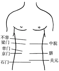 图7-2胸腹部减肥取穴图